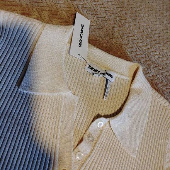 DKNY JEANS Women's short sleeve top, color Eggnog, size XL - Picture 3 of 14